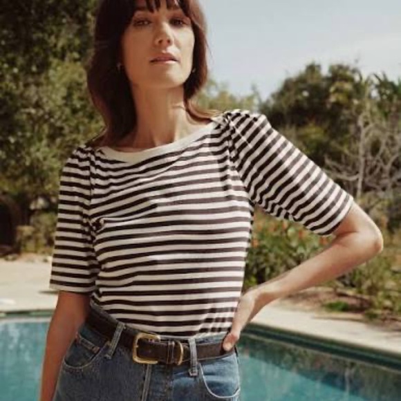 Nation LTD Deana Tee. Black & White Striped. Size Medium. Organic Cotton. - Picture 3 of 8